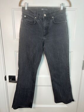 Zara Washed Black Flare Jeans